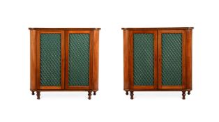 Y A PAIR OF GEORGE III MAHOGANY AND ROSEWOOD CABINETS, CIRCA 1800