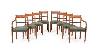 A SET OF EIGHT LATE GEORGE III MAHOGANY DINING CHAIRS, CIRCA 1810