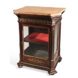 Y A ROSEWOOD AND BRASS MARQUETRY DISPLAY CABINET, SECOND HALF 19TH CENTURY