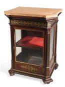 Y A ROSEWOOD AND BRASS MARQUETRY DISPLAY CABINET, SECOND HALF 19TH CENTURY