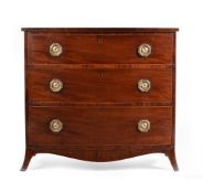 A GEORGE III MAHOGANY BOWFRONT CHEST OF DRAWERS, LATE 18TH CENTURY