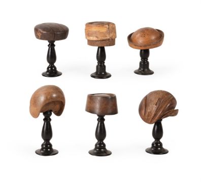 A GROUP OF SIX MILLINER'S HAT BLOCKS, LATE 19TH/EARLY 20TH CENTURY