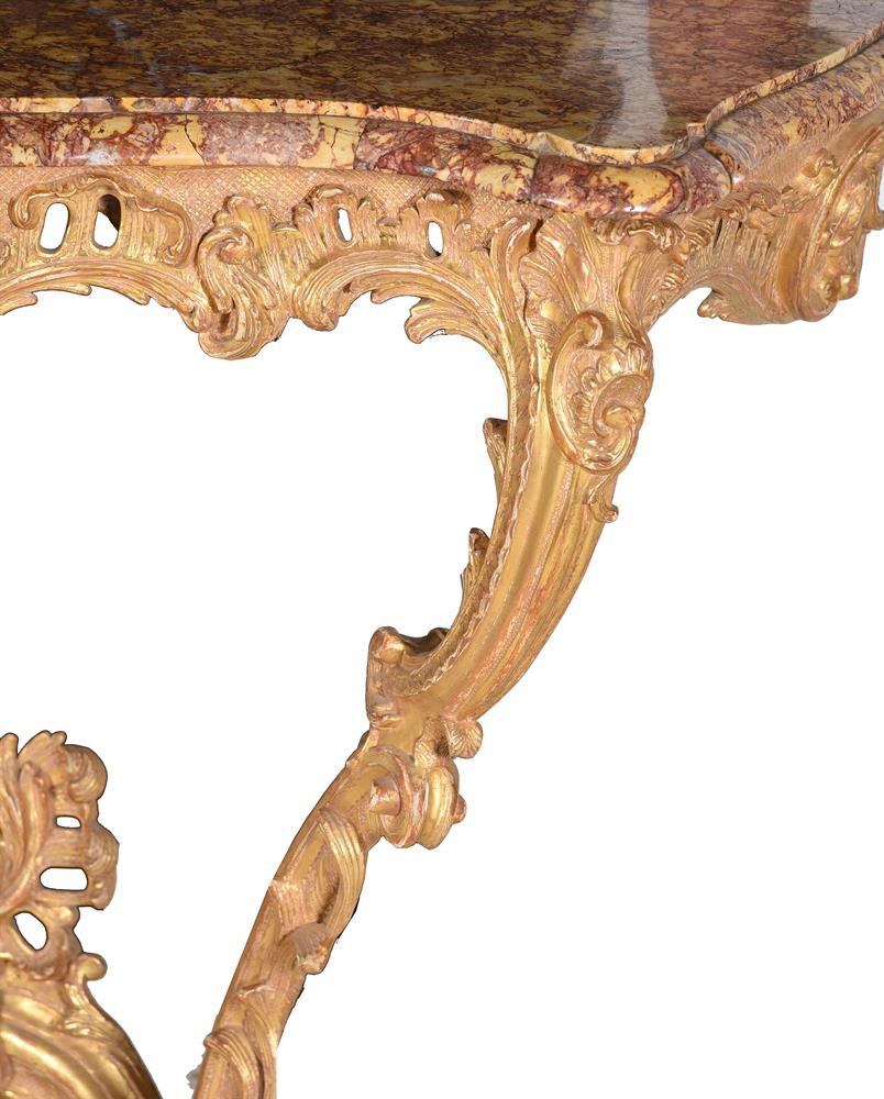 A PAIR OF LOUIS XV CARVED GILTWOOD CONSOLE TABLES, MID 18TH CENTURY - Image 2 of 10
