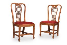 AN UNUSUAL PAIR OF GEORGE III FRUITWOOD CHAIRS, CIRCA 1800