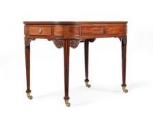 A MAHOGANY WRITING OR LIBRARY TABLE, IN REGENCY STYLE, CIRCA 1880