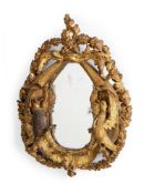 A CARVED GILTWOOD WALL MIRROR, LATE 17TH/EARLY 18TH CENTURY