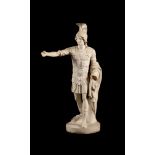 A CARVED MARBLE FIGURE, POSSIBLY ALEXANDER THE GREAT, AFTER THE ANTIQUE, LATE 19TH CENTURY