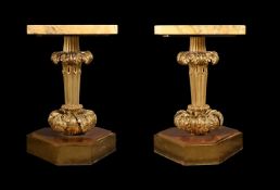 A PAIR OF GILT BRONZE AND SIENA MARBLE TABLES, 19TH CENTURY AND LATER