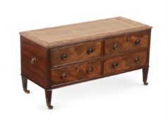 AN UNUSUAL GEORGE III MAHOGANY BOX STOOL, CIRCA 1800