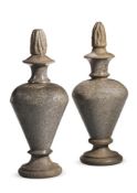 A PAIR OF TURNED AND CARVED GRANITE FINIALS, LATE 19TH CENTURY