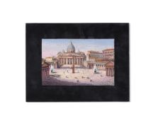 A MICROMOSAIC PLAQUE DEPICTING PIAZZA ST PETRO IN FRONT OF ST PETER'S, LATE 19TH CENTURY
