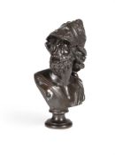 AFTER THE ANTIQUE, A BRONZE BUST OF MENELAUS FRENCH, 19TH CENTURY