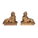 A PAIR OF GILT BRONZE AND METAL SPHINX, LATE 19TH CENTURY