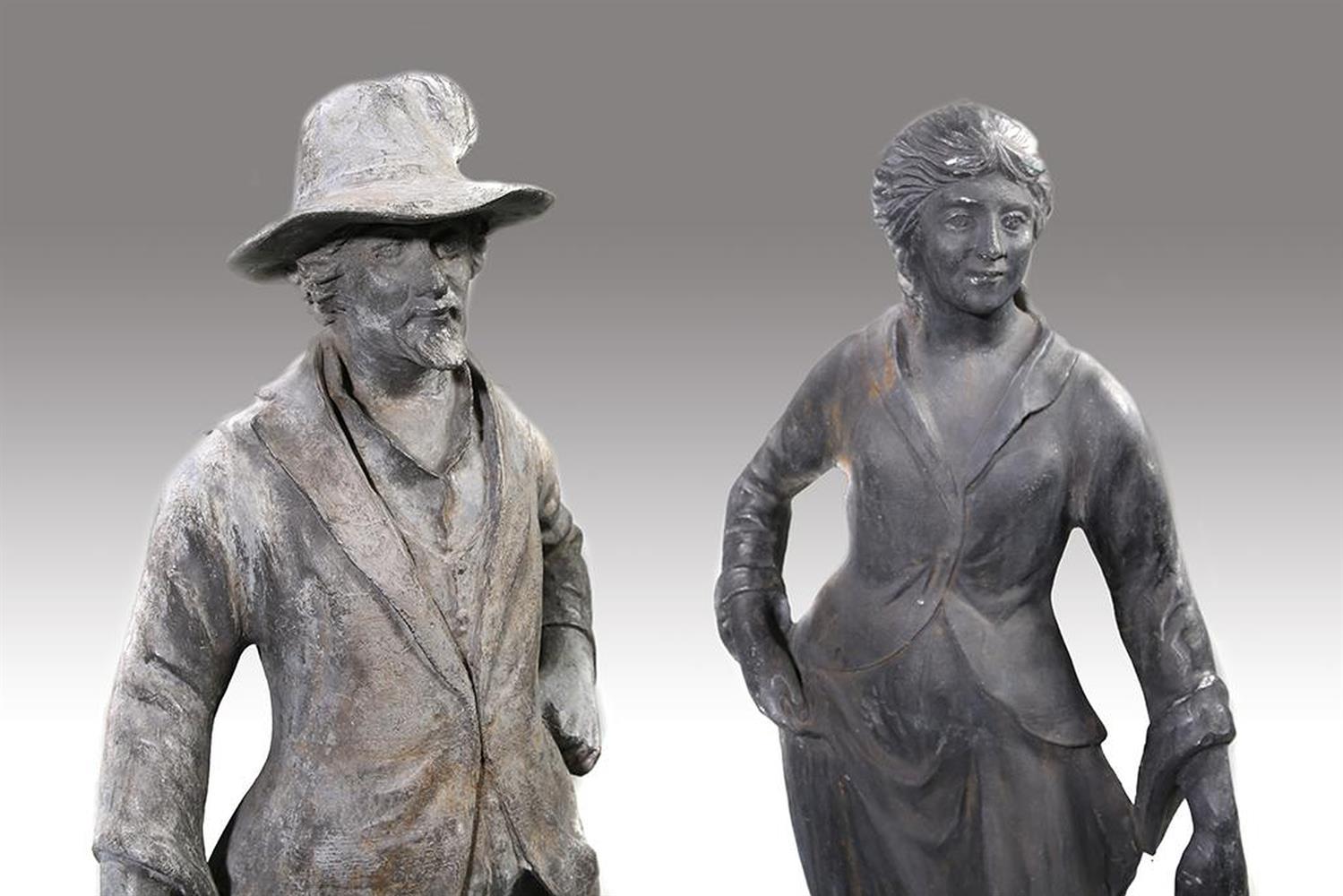 A MATCHED PAIR OF LARGE LEAD FIGURES OF PASTORAL FIGURES, 20TH CENTURY AFTER JOHN CHEERE - Image 2 of 5