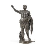 A 'GRAND TOUR' BRONZE OF AUGUSTUS CAESAR OF PRIMA PORTA, LATE 19TH CENTURY