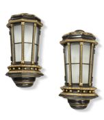 A PAIR OF PAINTED METAL WALL LIGHTS, LATE 19TH CENTURY