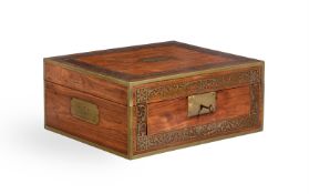 Y A GEORGE IV ROSEWOOD AND BRASS WORK BOX, CIRCA 1823/1824