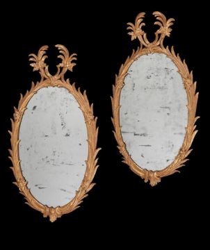 A PAIR OF GEORGE II GILTWOOD WALL MIRRORS, IN THE MANNER OF JOHN LINNELL, CIRCA 1755