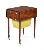 Y A REGENCY PARTRIDGEWOOD PARQUETRY AND TULIPWOOD CROSSBANDED PEMBROKE SEWING TABLE, CIRCA 1815