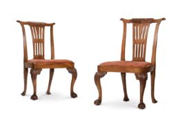 A PAIR OF IRISH GEORGE II WALNUT CHAIRS, CIRCA 1750