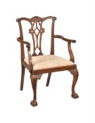 A MAHOGANY ARMCHAIR IN GEORGE III STYLE