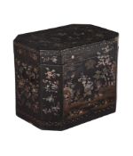 A CHINESE BLACK LACQUER WORK CANISTER