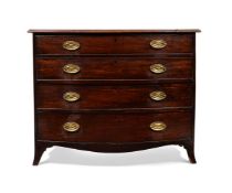 A GEORGE III MAHOGANY BOWFRONT CHEST OF DRAWERS OR COMMODE