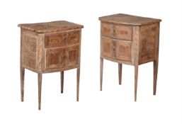 TWO ITALIAN LIMED WALNUT AND OAK PARQUETRY CABINETS