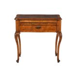 A WALNUT AND CROSSBANDED DRESSING TABLE IN QUEEN ANNE STYLE