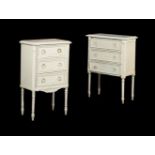 A MATCHED PAIR OF PAINTED WOOD BEDSIDE TABLES IN FRENCH EARLY 19TH CENTURY TASTE