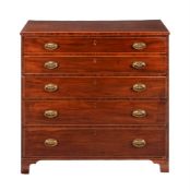 A REGENCY MAHOGANY AND BOXWOOD LINE INLAID SECRETAIRE CHEST
