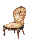 A VICTORIAN WALNUT AND TAPESTRY UPHOLSTERED SIDE CHAIR