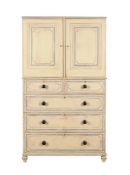 A VICTORIAN PAINTED PINE LINEN PRESS