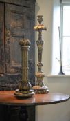 AN ITALIAN CARVED GILTWOOD CANDLESTICK