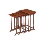 A NEST OF MAHOGANY AND SATINWOOD BANDED QUARTETTO TABLES