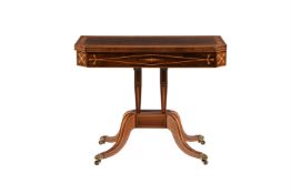 Y A GEORGE III ROSEWOOD AND SATINWOOD BANDED CARD TABLE