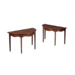 A PAIR OF GEORGE III MAHOGANY CONSOLE OR SIDE TABLES