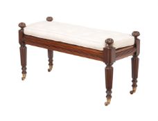 A MAHOGANY HALL BENCH OR LONG DRESSING STOOL IN REGENCY STYLE