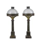 A PAIR OF PAINTED TINWARE TABLE LAMPS