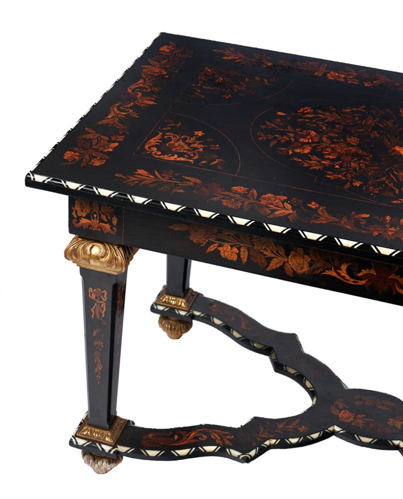 A DUTCH EBONISED, MARQUETRY AND BONE INLAID CENTRE TABLE, FIRST HALF 19TH CENTURY - Image 5 of 8