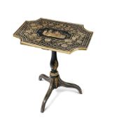 AN EBONISED AND PAINTED OCCASIONAL TABLE IN REGENCY TASTE, EARLY 20TH CENTURY AND LATER