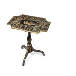 AN EBONISED AND PAINTED OCCASIONAL TABLE IN REGENCY TASTE, EARLY 20TH CENTURY AND LATER