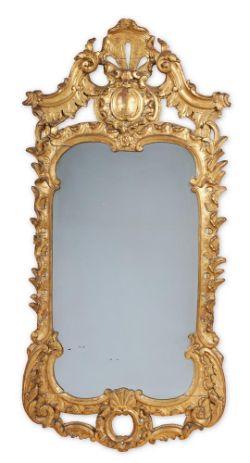 A PAIR OF GEORGE III GILTWOOD MIRRORS IN THE MANNER OF MATTHIAS LOCK, CIRCA 1750