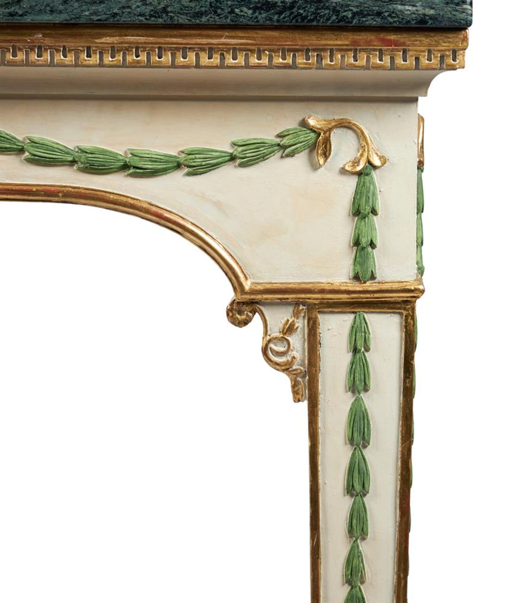 A GILTWOOD AND PAINTED CONSOLE TABLE IN GEORGE III STYLE, 20TH CENTURY - Image 4 of 6