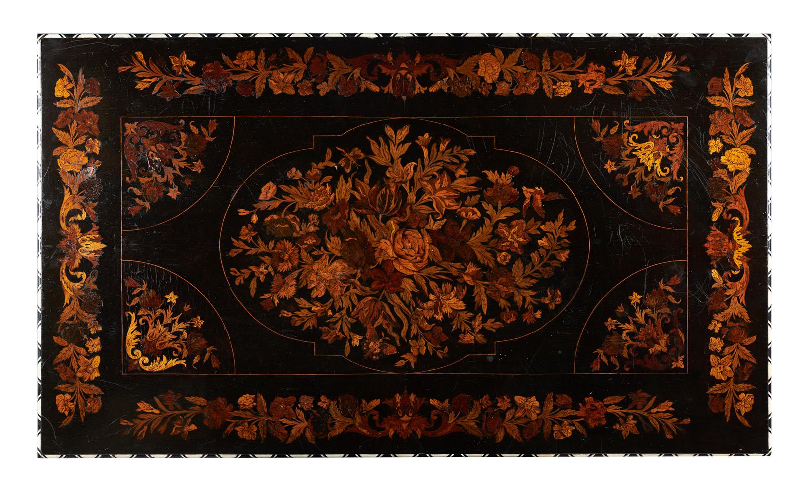 A DUTCH EBONISED, MARQUETRY AND BONE INLAID CENTRE TABLE, FIRST HALF 19TH CENTURY - Bild 6 aus 8