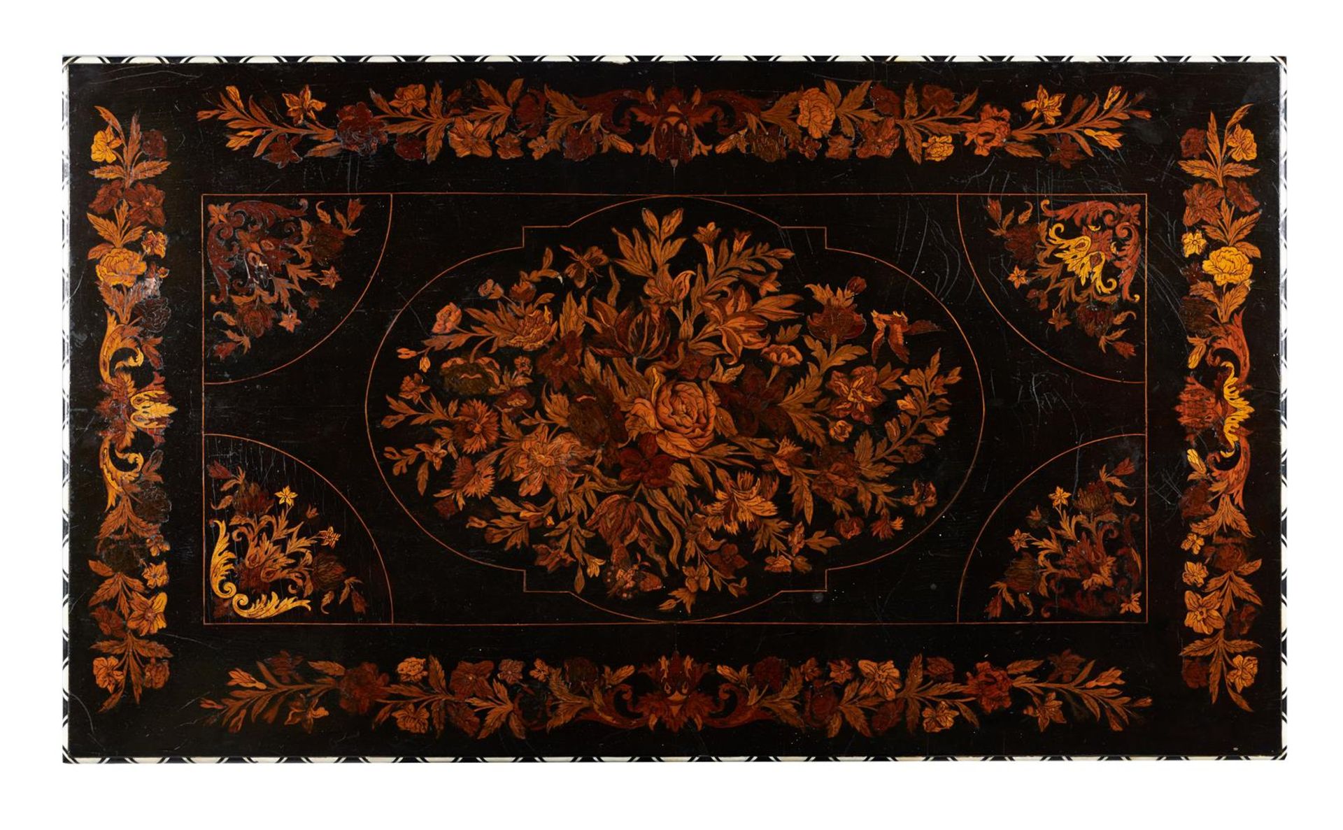 A DUTCH EBONISED, MARQUETRY AND BONE INLAID CENTRE TABLE, FIRST HALF 19TH CENTURY - Image 6 of 8