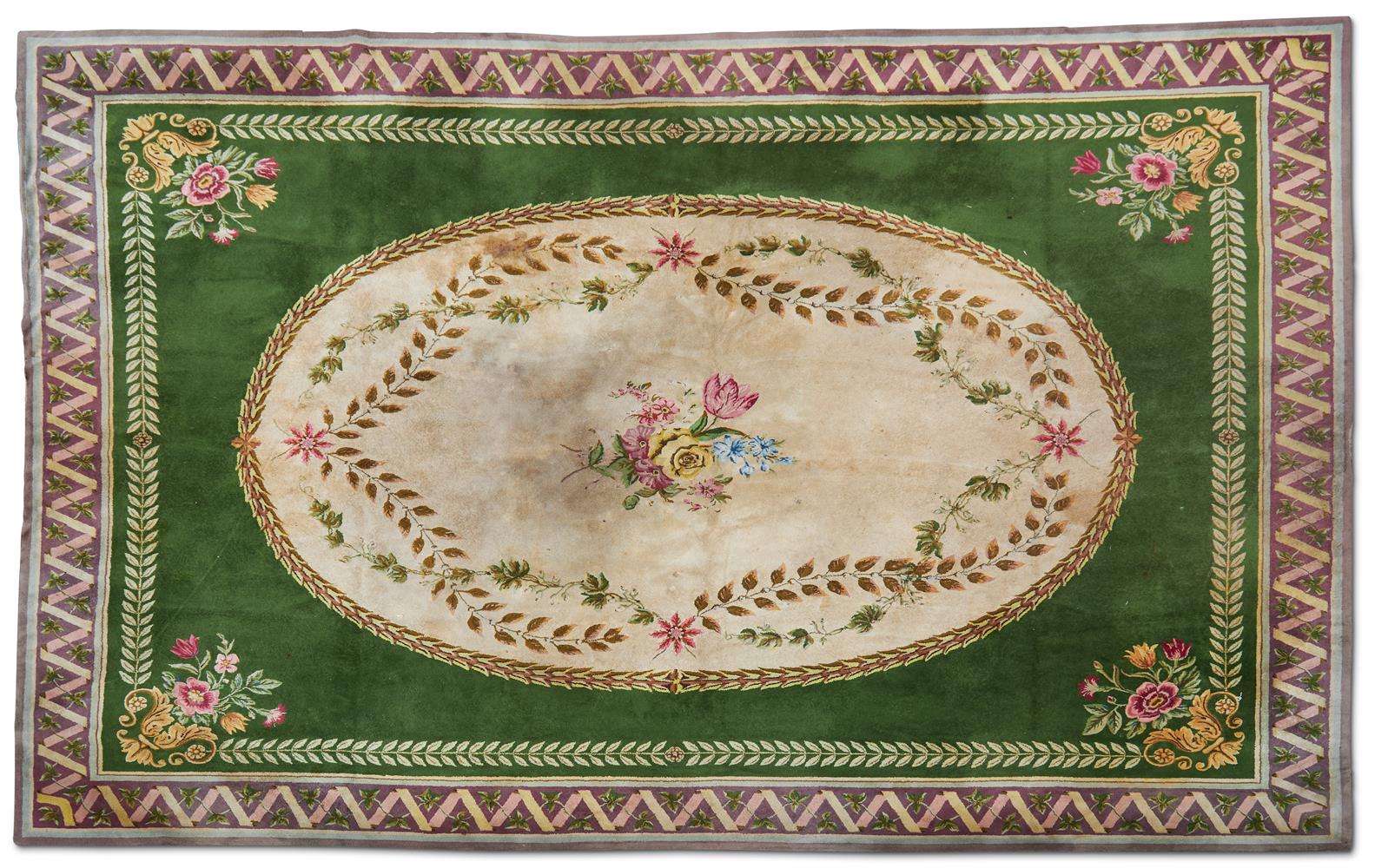 A MACHINE WOVEN CARPET OF AUBUSSON STYLE, DESIGNED BY OLIVER MESSEL