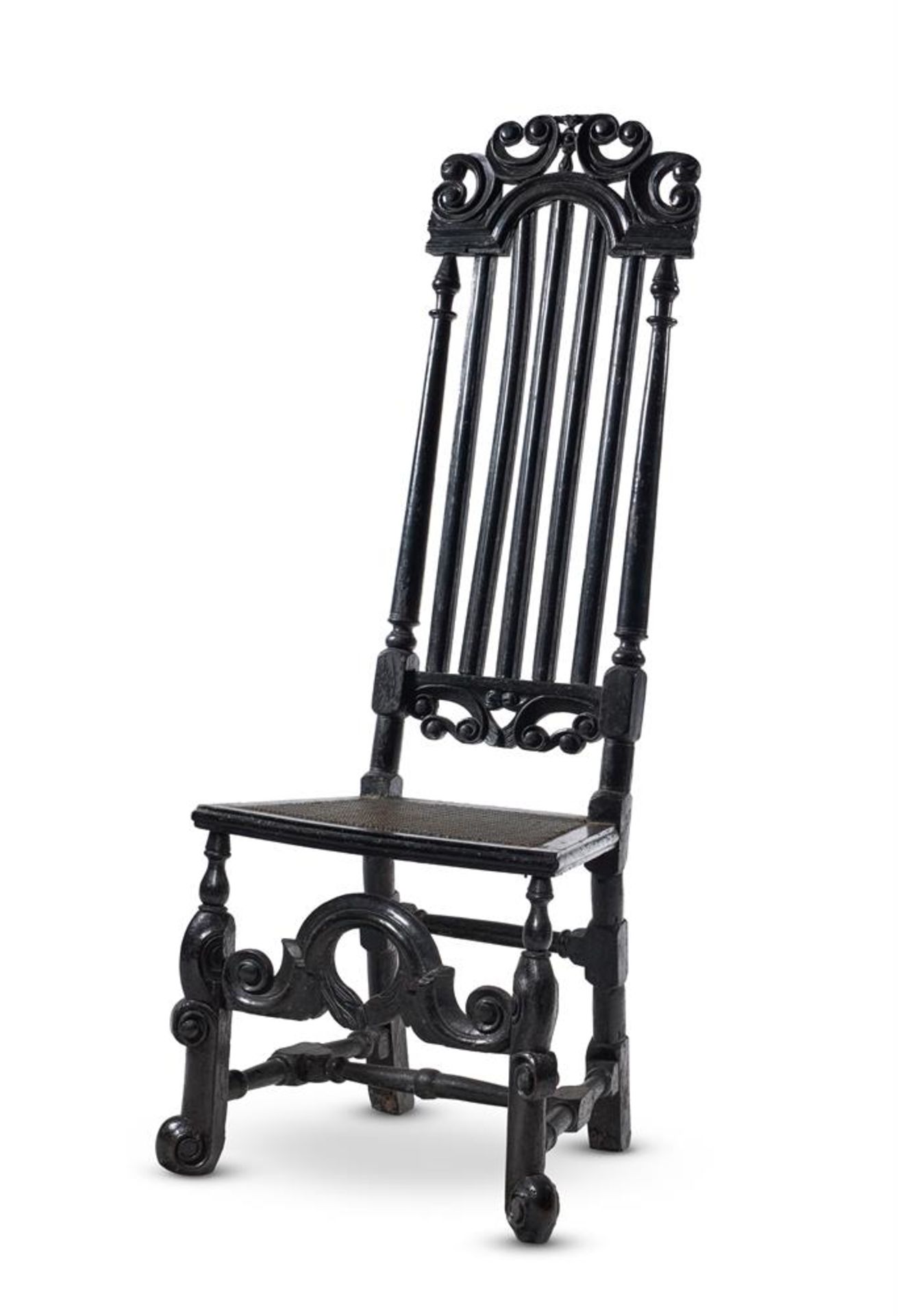 AN ANGLO DUTCH EBONISED FRUITWOOD SIDE CHAIR, LATE 17TH CENTURY