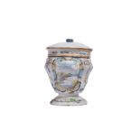 A NORTHERN ITALIAN FAIENCE STORAGE JAR AND COVER, 19TH CENTURY