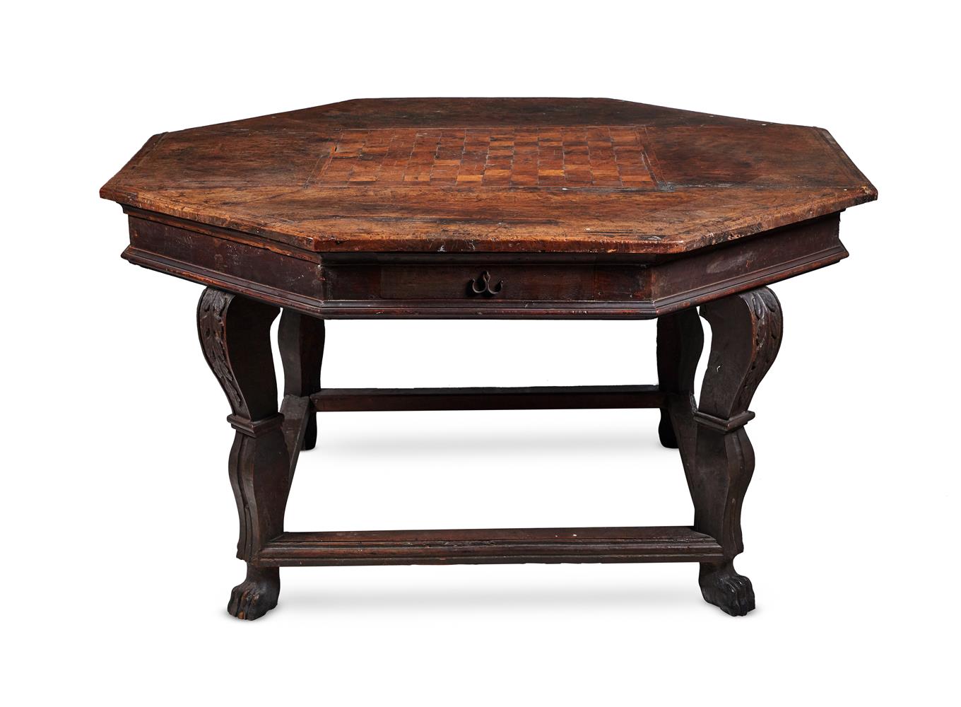 A SPANISH WALNUT AND INLAID CENTRE TABLE, 19TH CENTURY